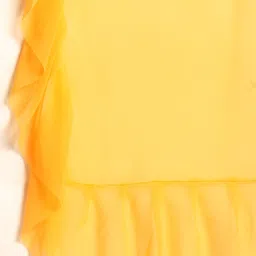 Sangria Yellow Solid Pure Georgette Ruffled Saree image 3