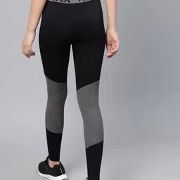 HRX by Hrithik Roshan Women Jet Black Solid Rapid-Dry, Seamless Yoga Tights image 4