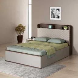 Desire King Size Bed With Headboard & Hydraulic Storage In Sahara Beige & Dark Brown Eucalyptus Finish-image-18
