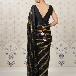 Ode by House of Pataudi Embellished Sequinned Pure Georgette Heavy Work Saree image 4