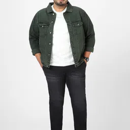 Urbano Plus Plus Size Men  Regular Fit Washed Full Sleeve Denim Jacket image 4
