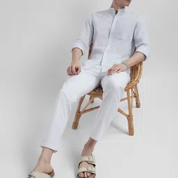 Peter England Casuals Men Slim Fit Band Collar Floral Printed Cotton Casual Shirt image 5