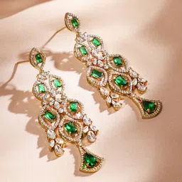 Rubans 24K Gold Plated Emerald Green & AAA Cubic Zirconia Premium Jewelry Set image 3