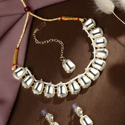 ASMITTA JEWELLERY Set Of 2 Gold-Plated Stone Studded Jewellery Set image 3