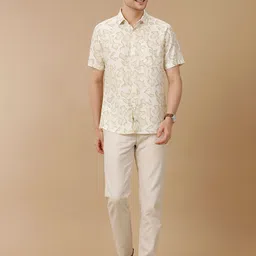 Linen Club Men Contemporary Slim Fit Abstract Printed Opaque Casual Shirt image 4