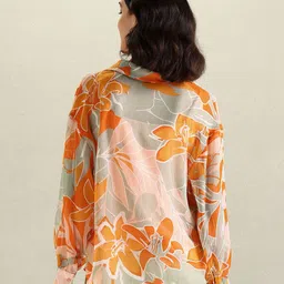 U.S. Polo Assn. Women Floral Printed Shirt Collar Cuffed Sleeve Shirt Style Top image 3