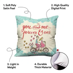 Indigifts White & Blue Typography Printed Square Cushion Cover image 2