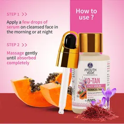 AYOUTHVEDA D-Tan Face Serum Enriched With Saffron & Papaya Reduces Tan-30ml image 2