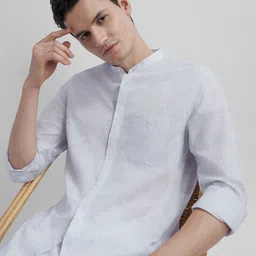 Peter England Casuals Men Slim Fit Band Collar Floral Printed Cotton Casual Shirt image 4