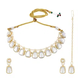 ASMITTA JEWELLERY Set Of 2 Gold-Plated Stone Studded Jewellery Set image 4
