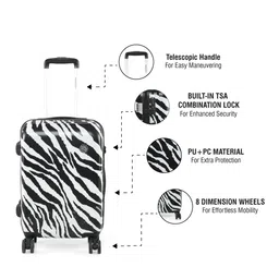NAKURU AZ-2251 Zipper Zebra Printed Hard Shell Cabin Trolley Bag image 5