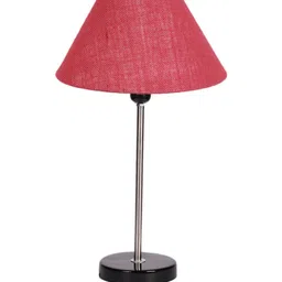 Devansh Pink Textured Wooden Contemporary Frustum Shaped Table Lamp image 3