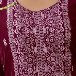 SANISA Floral Printed Chinon Round Neck Straight Kurta With Trousers And Dupatta image 2