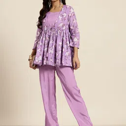 HERE&NOW Crop Top With Palazzos & Printed Jacket image 3