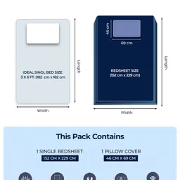 Monte Carlo White & Pink Floral Printed 144 TC Single Bedsheet Set 2.29 m x 1.52 m image 3