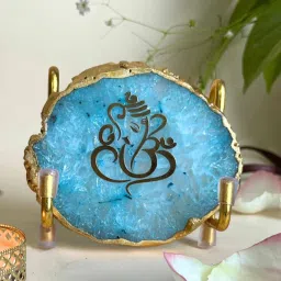 home arte Ganesh Ji Metal Holder with Turquoise Agate image 5