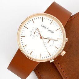 JOKER & WITCH Men White Patterned Dial & Brown Leather Textured Straps Analogue Watch-picture-49