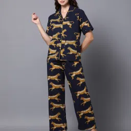 ethnic curry Women Animal Print Shirt & Pyjamas Set image 1