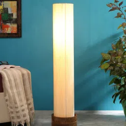 devansh Round Shaped Natural Wood Floor Lamp image 1