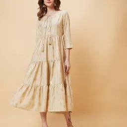 globus Printed Tiered Dress with Tie-Up image 1