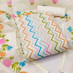 peachmode Women Chevron Print 3-Piece Dress Material image 1