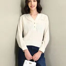 u.s. polo assn. Women Relaxed Fit Top with Brand Embroidery image 1