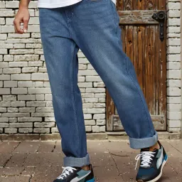 Shein Full Length Fly With Button Closure Mid Wash Jeans image 1