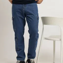 Shein Full Length Stone Wash Cargo Style Slim Jeans-picture-18