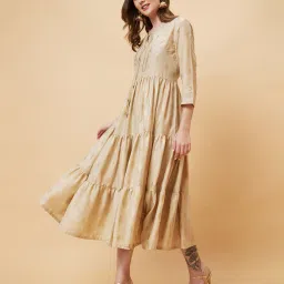 globus Printed Tiered Dress with Tie-Up image 2