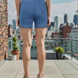 Shein High Rise Mini Denim Shorts With Pockets image 2