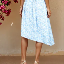 Shein Pleated Waist Abstract Print Asymmetrical Skirt image 3