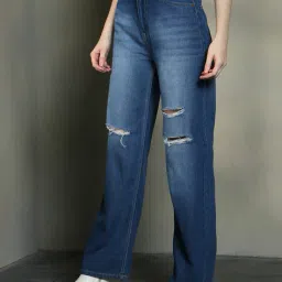 Shein Full Length Knee Slit Straight Jeans image 2