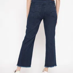 madame Women Bootcut Jeans with Frayed Hems image 3