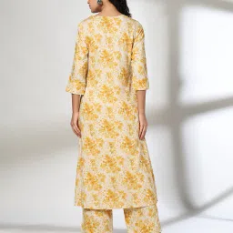 avaasa mix n' match Women Floral Print A-Line Kurta & Pants Set image 3