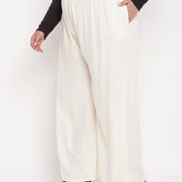 clora creation plus Flared Palazzos with Elasticated Drawstring Waist image 3