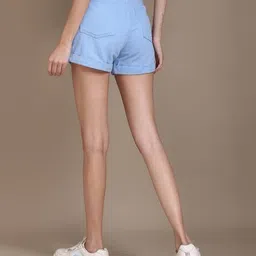 Shein High Rise Folded Hem Mini Denim Shorts image 3