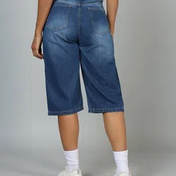 Shein Knee Length Denim Shorts With Pockets image 3