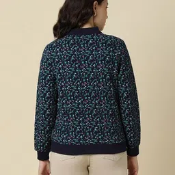 allen solly Women Floral Print Regular Fit Zip-Front Sweatshirt image 3
