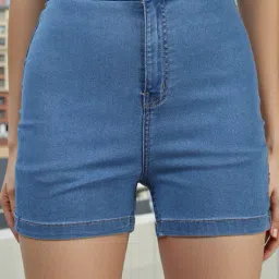 Shein High Rise Mini Denim Shorts With Pockets image 4