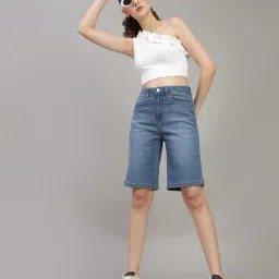 Shein Knee Length Denim Shorts with Pockets image 4