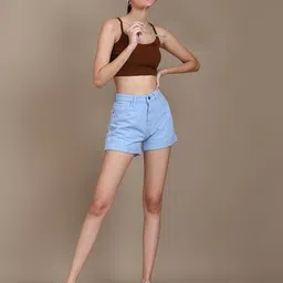 Shein High Rise Folded Hem Mini Denim Shorts image 4