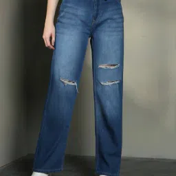 Shein Full Length Knee Slit Straight Jeans image 4
