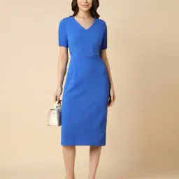 allen solly Women Patterned V-Neck A-Line Dress image 4