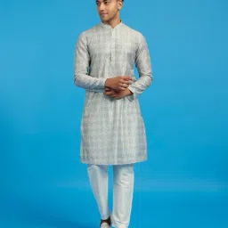 diwas by manyavar Men Geometric Print Regular Fit Kurta image 4