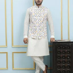 see designs Geometric Print Tailored Fit Nehru Jacket image 5