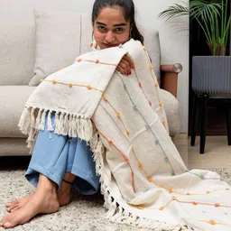 urban space Striped Single Throw Blanket with Tassels image 5