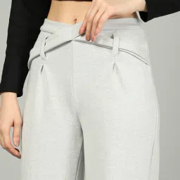 Shein Full Length Crossover Waistband Relaxed Fit Pleated Pants image 5