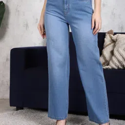 Shein Full Length Fly With Button Closure Mid Wash Jeans image 1