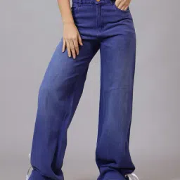 Shein High Rise Contrast Stripe Ankle Tie-Up Baggy Jeans image 1