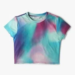 Girls Tie & Dye Relaxed Fit Crop Top-image-53
